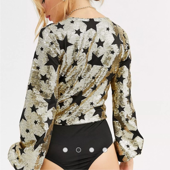 Brand New Sequin Plunge Front Bodysuit - Picture 4 of 8